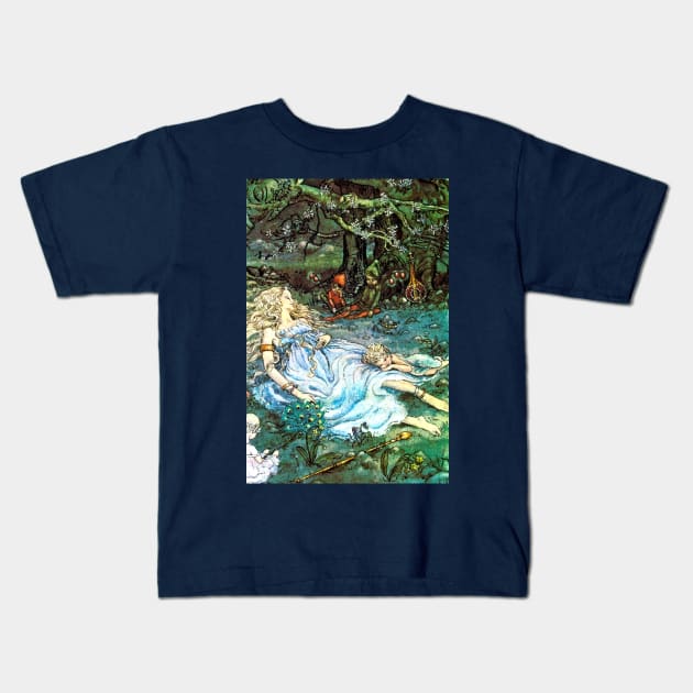 Sleeping Fairy Queen - Harold Gaze Kids T-Shirt by forgottenbeauty